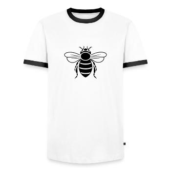 Abeille - T-shirt contrasté Homme - blanc/noir - Devant - AI Model Female 172 light (172cm) & AI Model Male 178 dark (178cm)