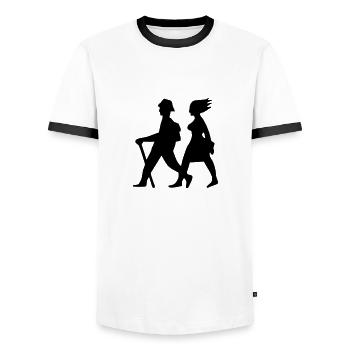 Wandern - Männer Kontrast-T-Shirt - Weiß/Schwarz - Vorne - AI Model Female 172 light (172cm) & AI Model Male 178 dark (178cm)
