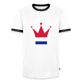 Netherlands - Men's Ringer Shirt - white/black - Front - AI Model Female 172 light (172cm) & AI Model Male 178 dark (178cm)