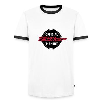 official_biker - T-shirt contrasté Homme - blanc/noir - Devant - AI Model Female 172 light (172cm) & AI Model Male 178 dark (178cm)