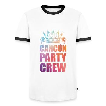 Dicton de l’équipe de la fête de Cancun - T-shirt contrasté Homme - blanc/noir - Devant - AI Model Female 172 light (172cm) & AI Model Male 178 dark (178cm)