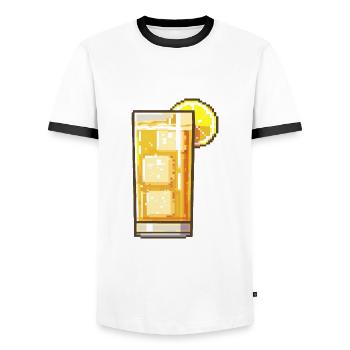 Red wine pixel wine glass - Men's Ringer Shirt - white/black - Front - AI Model Female 172 light (172cm) & AI Model Male 178 dark (178cm)