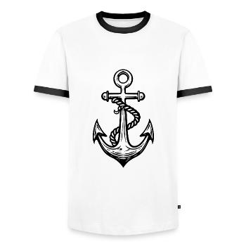 Anker - Männer Kontrast-T-Shirt - Weiß/Schwarz - Vorne - AI Model Female 172 light (172cm) & AI Model Male 178 dark (178cm)