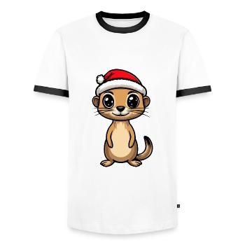 Suricate Noël Noël - T-shirt contrasté Homme - blanc/noir - Devant - AI Model Female 172 light (172cm) & AI Model Male 178 dark (178cm)