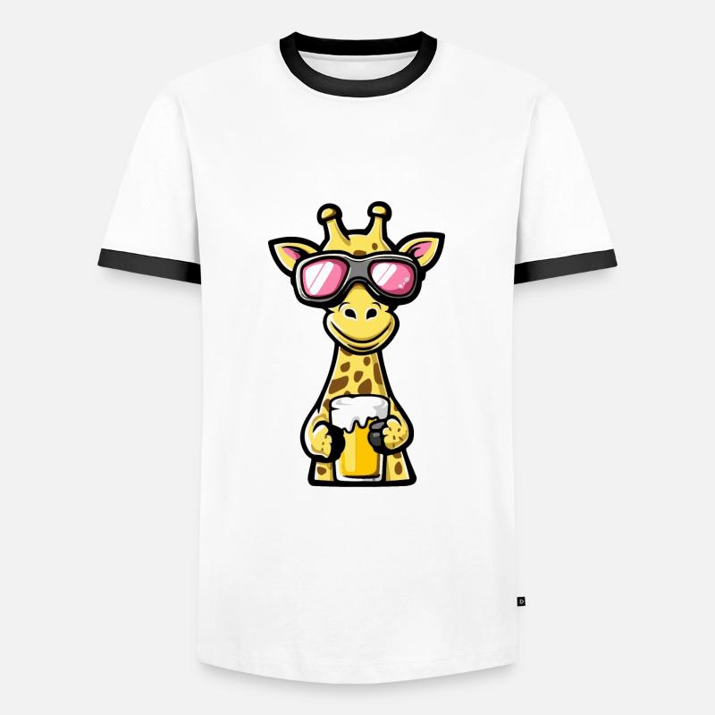 Giraffe Ski Beer - Men's Ringer Shirt - white/black
