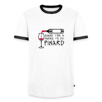 quand marre pinard bouteille vin alcool - T-shirt contrasté Homme - blanc/noir - Devant - AI Model Female 172 light (172cm) & AI Model Male 178 dark (178cm)