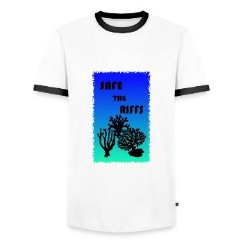 Safe the riffs - Männer Kontrast-T-Shirt - Weiß/Schwarz - Vorne - AI Model Female 172 light (172cm) & AI Model Male 178 dark (178cm)