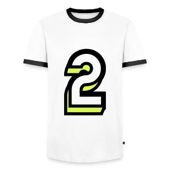 2 JAHRE. 2. JUBILÄUM. GEBURTSTAG 2 JAHRE. 2 - Männer Kontrast-T-Shirt - Weiß/Schwarz - Vorne - AI Model Female 172 light (172cm) & AI Model Male 178 dark (178cm)