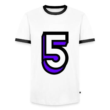 5. 5 JAHRE. 5-JÄHRIGES JUBILÄUM. GEBURTSTAG 5 JAHRE. 5 - Männer Kontrast-T-Shirt - Weiß/Schwarz - Vorne - AI Model Female 172 light (172cm) & AI Model Male 178 dark (178cm)