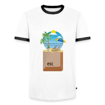 Vacances du bureau - T-shirt contrasté Homme - blanc/noir - Devant - AI Model Female 172 light (172cm) & AI Model Male 178 dark (178cm)