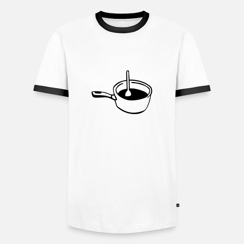 pan saucepan kitchen spoon chef - Men's Ringer Shirt - white/black