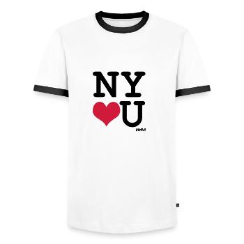 New York liebt Sie von wam - Männer Kontrast-T-Shirt - Weiß/Schwarz - Vorne - AI Model Female 172 light (172cm) & AI Model Male 178 dark (178cm)