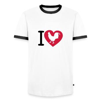i love cock crew france1 - Men's Ringer Shirt - white/black - Front - AI Model Female 172 light (172cm) & AI Model Male 178 dark (178cm)