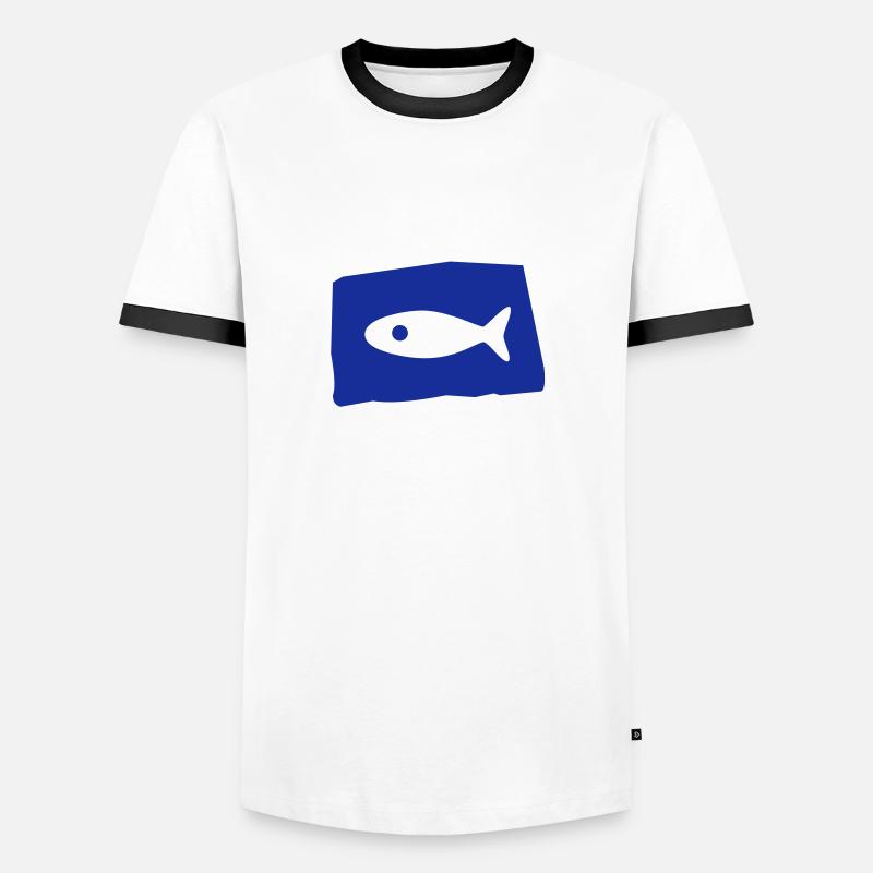 fisch2 - Männer Kontrast-T-Shirt - Weiß/Schwarz