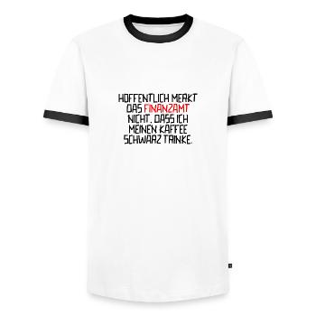 Finanzamt Ironie Lustiger Spruch - Männer Kontrast-T-Shirt - Weiß/Schwarz - Vorne - AI Model Female 172 light (172cm) & AI Model Male 178 dark (178cm)