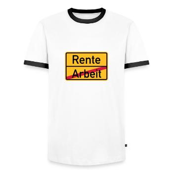 Rente - Männer Kontrast-T-Shirt - Weiß/Schwarz - Vorne - AI Model Female 172 light (172cm) & AI Model Male 178 dark (178cm)