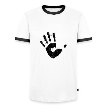 Empreinte de main vintage Vector - T-shirt contrasté Homme - blanc/noir - Devant - AI Model Female 172 light (172cm) & AI Model Male 178 dark (178cm)