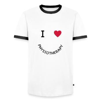 Physiotherapie - Männer Kontrast-T-Shirt - Weiß/Schwarz - Vorne - AI Model Female 172 light (172cm) & AI Model Male 178 dark (178cm)