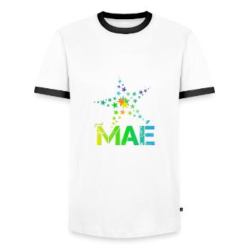Maé Mae - Männer Kontrast-T-Shirt - Weiß/Schwarz - Vorne - AI Model Female 172 light (172cm) & AI Model Male 178 dark (178cm)