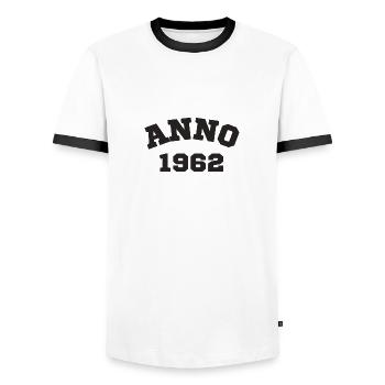 Anno 1962 Geburtstag Geburtsjahr - Männer Kontrast-T-Shirt - Weiß/Schwarz - Vorne - AI Model Female 172 light (172cm) & AI Model Male 178 dark (178cm)