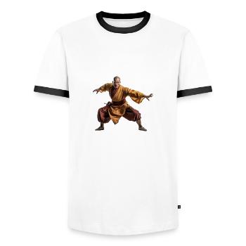 Shaolin - Männer Kontrast-T-Shirt - Weiß/Schwarz - Vorne - AI Model Female 172 light (172cm) & AI Model Male 178 dark (178cm)