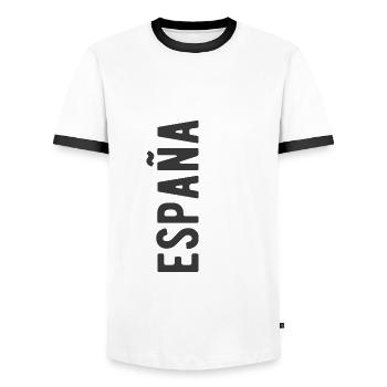 España Espana Spain Spanish Language Saying - Men's Ringer Shirt - white/black - Front - AI Model Female 172 light (172cm) & AI Model Male 178 dark (178cm)