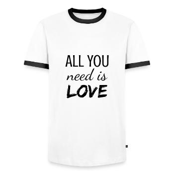 all you need is love - Männer Kontrast-T-Shirt - Weiß/Schwarz - Vorne - AI Model Female 172 light (172cm) & AI Model Male 178 dark (178cm)