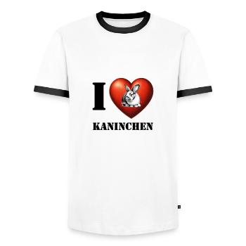 I Love Kaninchen - Männer Kontrast-T-Shirt - Weiß/Schwarz - Vorne - AI Model Female 172 light (172cm) & AI Model Male 178 dark (178cm)