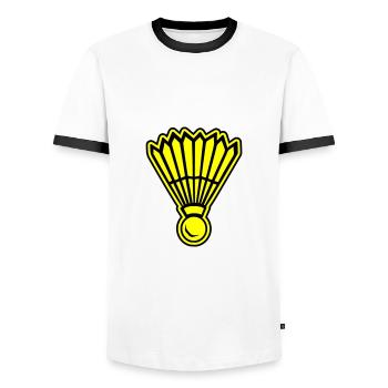 Badminton Sports - Men's Ringer Shirt - white/black - Front - AI Model Female 172 light (172cm) & AI Model Male 178 dark (178cm)