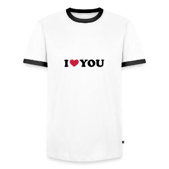 I Love You - Männer Kontrast-T-Shirt - Weiß/Schwarz - Vorne - AI Model Female 172 light (172cm) & AI Model Male 178 dark (178cm)