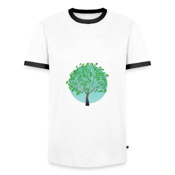 Arbre vert au printemps - T-shirt contrasté Homme - blanc/noir - Devant - AI Model Female 172 light (172cm) & AI Model Male 178 dark (178cm)