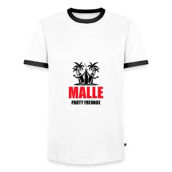Malle Party Friends Holidays Mallorca - Men's Ringer Shirt - white/black - Front - AI Model Female 172 light (172cm) & AI Model Male 178 dark (178cm)