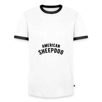 American Sheepdog - Men's Ringer Shirt - white/black - Front - AI Model Female 172 light (172cm) & AI Model Male 178 dark (178cm)