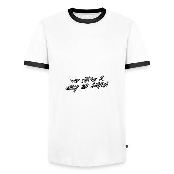 Nous avons une ville à brûler - T-shirt contrasté Homme - blanc/noir - Devant - AI Model Female 172 light (172cm) & AI Model Male 178 dark (178cm)