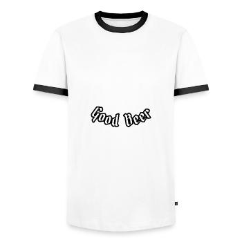 Bonne bière - T-shirt contrasté Homme - blanc/noir - Devant - AI Model Female 172 light (172cm) & AI Model Male 178 dark (178cm)