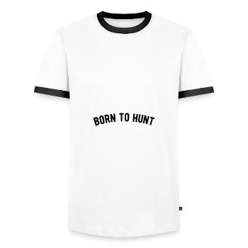 Born to hunt - Männer Kontrast-T-Shirt - Weiß/Schwarz - Vorne - AI Model Female 172 light (172cm) & AI Model Male 178 dark (178cm)