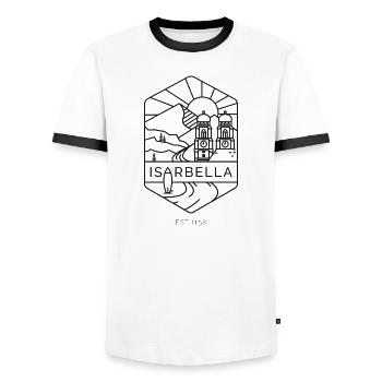 ISARBELLA - Männer Kontrast-T-Shirt - Weiß/Schwarz - Vorne - AI Model Female 172 light (172cm) & AI Model Male 178 dark (178cm)