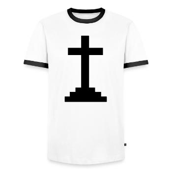 Croix - T-shirt contrasté Homme - blanc/noir - Devant - AI Model Female 172 light (172cm) & AI Model Male 178 dark (178cm)