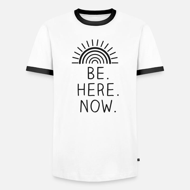 Be Here Now - Männer Kontrast-T-Shirt - Weiß/Schwarz