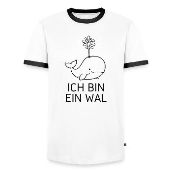Whale Costume Sea Creature Underwater Fish Carnival - Men's Ringer Shirt - white/black - Front - AI Model Female 172 light (172cm) & AI Model Male 178 dark (178cm)