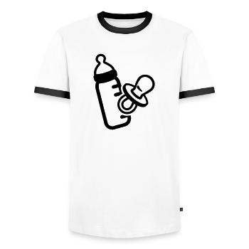 Bébé - T-shirt contrasté Homme - blanc/noir - Devant - AI Model Female 172 light (172cm) & AI Model Male 178 dark (178cm)