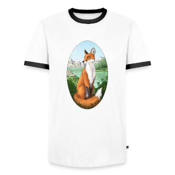 Fuchs in der Natur - Männer Kontrast-T-Shirt - Weiß/Schwarz - Vorne - AI Model Female 172 light (172cm) & AI Model Male 178 dark (178cm)