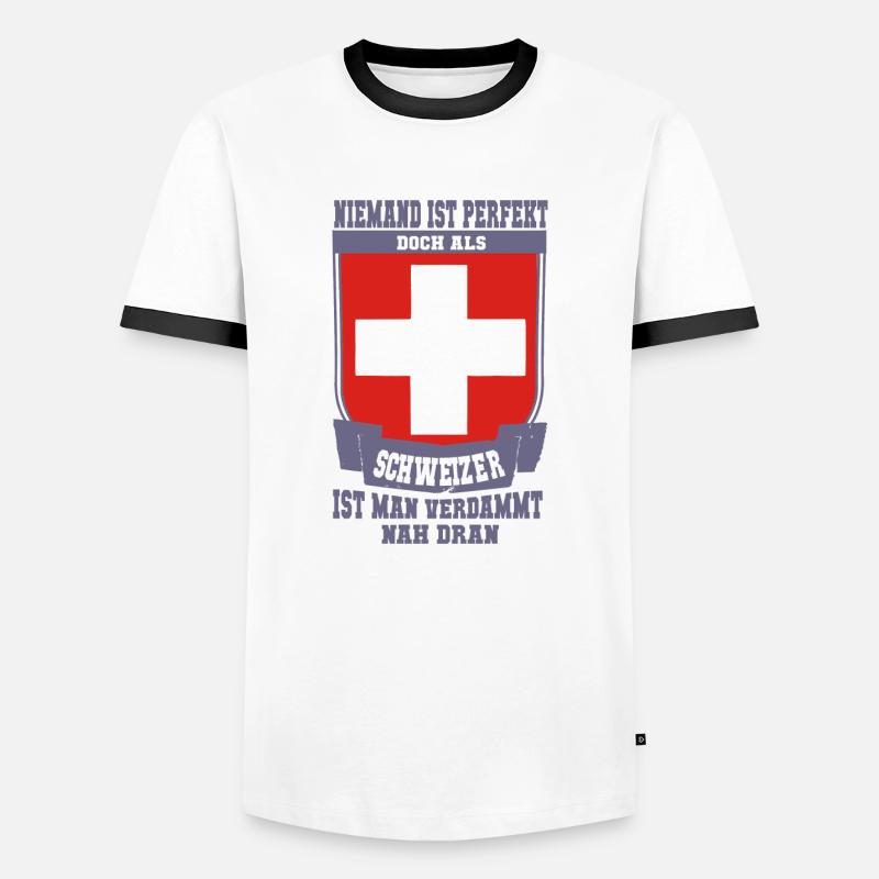 Schweizer Perfekt - Männer Kontrast-T-Shirt - Weiß/Schwarz