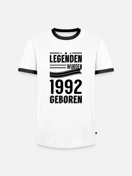 1992 - Männer Kontrast-T-Shirt - Weiß/Schwarz