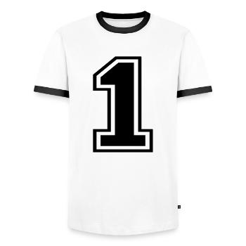 1 - Männer Kontrast-T-Shirt - Weiß/Schwarz - Vorne - AI Model Female 172 light (172cm) & AI Model Male 178 dark (178cm)