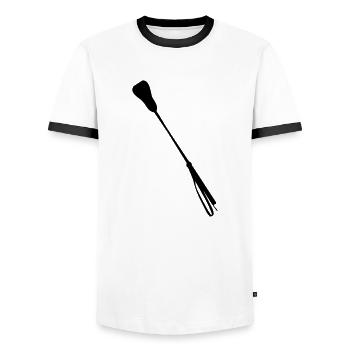 Gerte - riding crop - Männer Kontrast-T-Shirt - Weiß/Schwarz - Vorne - AI Model Female 172 light (172cm) & AI Model Male 178 dark (178cm)