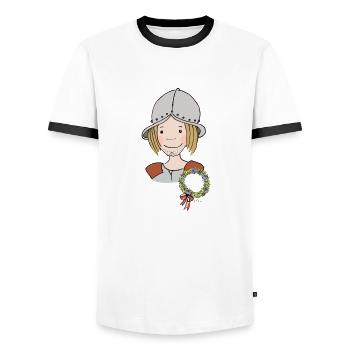 Mittelalter Reisiger - Männer Kontrast-T-Shirt - Weiß/Schwarz - Vorne - AI Model Female 172 light (172cm) & AI Model Male 178 dark (178cm)