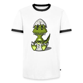 Baby T-Rex - Männer Kontrast-T-Shirt - Weiß/Schwarz - Vorne - AI Model Female 172 light (172cm) & AI Model Male 178 dark (178cm)