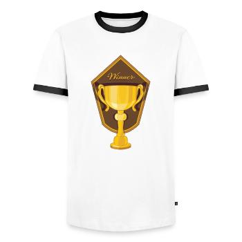 Trophäen-Pokal - Männer Kontrast-T-Shirt - Weiß/Schwarz - Vorne - AI Model Female 172 light (172cm) & AI Model Male 178 dark (178cm)