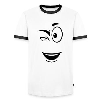 Face toon wink - Men's Ringer Shirt - white/black - Front - AI Model Female 172 light (172cm) & AI Model Male 178 dark (178cm)